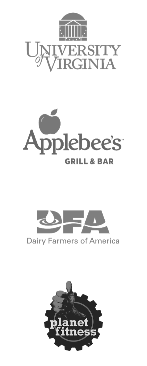 University of Virginia, Applebee's, dairy farmers of America, planet fitness