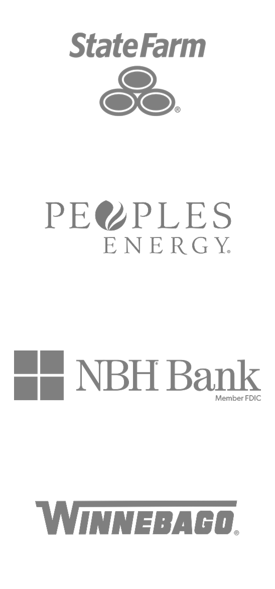 Logo list 1 State Farm, Peoples Energy, NBH Bank, Winnebago